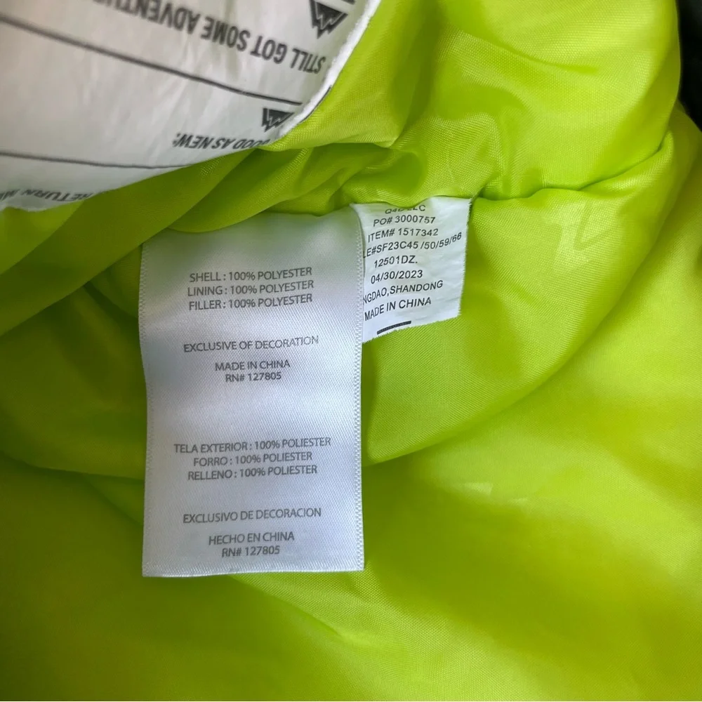 Snozu Kids Lined Snow Jacket Size 4T Charcoal Gray with Lime Green